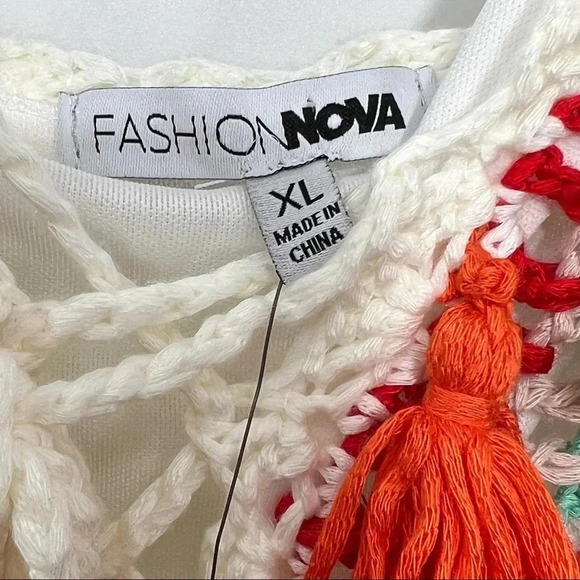 COPY - NWT Fashion Nova Listen To The Music Crochet Mini Dress With Tassels SzXL - Picture 11 of 13